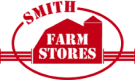 Logo of Smith Farm Stores with red text and oval design.